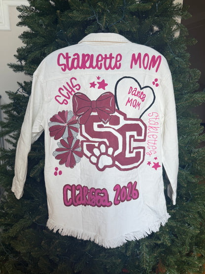 School spirit, team spirit, handpainted denim jacket, painted denim