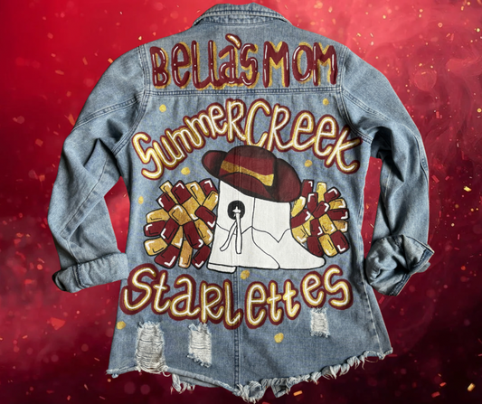 School spirit, team spirit, handpainted denim jacket, painted denim