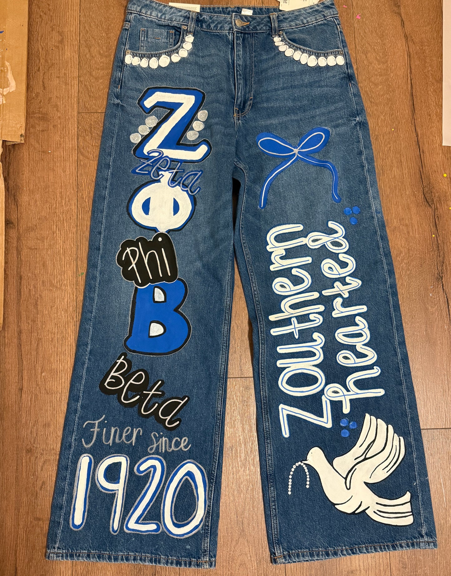 School spirit, team spirit, handpainted denim jacket, painted denim
