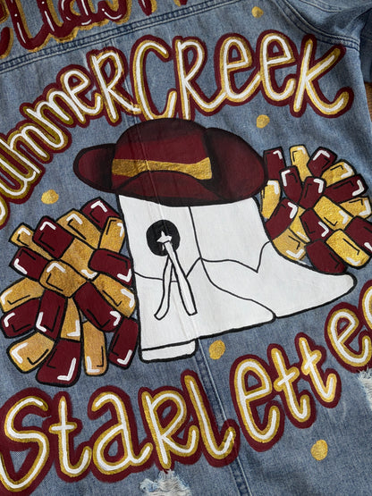 School spirit, team spirit, handpainted denim jacket, painted denim